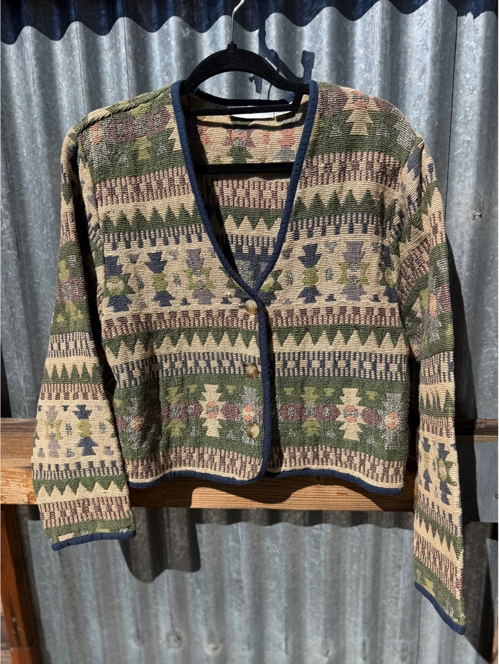 Vintage Casual Corner Aztec Print Tapestry Jacket, Sz L